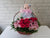 pure seed nb065 +  Roses+ 10 Eustomas, soft toy + new born arrangement