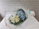 pure seed bq688 white eustomas & pastel blue hydrangeas hand bouquet