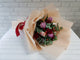 pure seed bq492 multi-colored roses + red berries + eucalyptus leaves flower bouquet