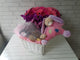 pure seed nb146 + Gerberas and Mokara Orchids with Musical Toys and Fruits + new born arrangement