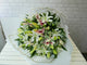 pure seed bq461 30 whote & pink lilies flower bouquet in gold trimmed white wrappers