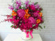 pure seed bk668 hot pink hued hydrangeas + matthiolas + roses + cymbidiums + anora orchirds + eucalyptus leaves flower arrangement