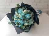 Blue Spray Rose Hand Bouquet - HB006
