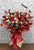 Roses, Gerberas, Orchids, Pingpong flower, Silver Dollar Leave opening stand