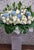 White Gerbera Blue Hydrangeas Sympathy Flower Stand - SY252