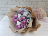 Purple Rose & Baby Breath Bouquet - BQ885