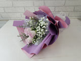 Purple Rose & Baby Breath Hand Bouquet - HB024