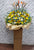 Sunflower, Gerberas, Bird of Paradise and Eucalyptus Leaves opening stand