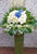 white gerbera blue hydrangeas Condolences Flower Stand - SY232