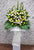 Yellow Ping Pong White Gerbera Sympathy Flower Stand - SY255