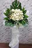 White Chrysanthemum Gerbera  Condolences Flower Stand - SY248