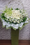 White Gerbera Roses Condolences Flower Stand - SY242