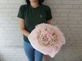 10 Pink Rose & Baby Breath - BQ974