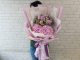 Sweet Tulip & Hydrangeas Hand Bouquet- HB023