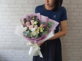 Pink Rose & Eustoma Hand Bouquet - BQ928