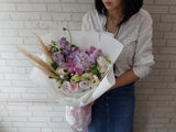 Purple Hydrangeas & Rose Flower Bouquet - BQ946