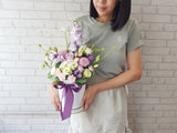 Purple Matthiola &  Rose Flower Box - BT138