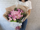 Sweet Tulip & Hydrangeas Hand Bouquet - BQ889