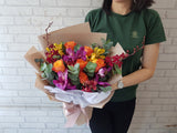 Vivid Colorful Orchid Hand Bouquet - HB046