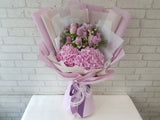 Sweet Tulip & Hydrangeas Hand Bouquet- HB023