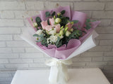 Pink Rose & Eustoma Hand Bouquet - BQ928