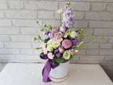 Purple Matthiola &  Rose Flower Box - BT138