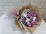 Purple Rose & Baby Breath Bouquet - BQ885