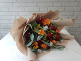 Vibrant Orange Red Rose Flower Bouquet - BQ959