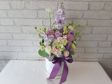 Purple Matthiola &  Rose Flower Box - BT138