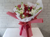 Romantic Rose & Eustomas Flower Bouquet - BQ969