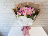 Sweet Tulip & Hydrangeas Hand Bouquet - BQ889