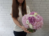 Lovely Pink Hydrangeas & Rose Vase-VS006