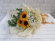 pure seed bq675 sunflowers + baby's breath + eucalyptus leaves hand bouquet