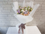 Champagne Gerbera & Eustoma Mix Hand Bouquet - BQ842