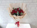 Red Roses & Eucalyptus Hand Bouquet - BQ835