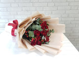 Red Roses & Eucalyptus Hand Bouquet - BQ835