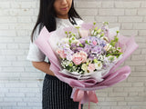 Lilac Hydrangeas & Rose Mix Hand Bouquet - BQ834