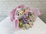 Lilac Hydrangeas & Rose Mix Hand Bouquet - BQ834