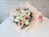 Cream Gerbera Ping Pong Hand Bouquet - BQ848