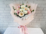 Cream Gerbera Ping Pong Hand Bouquet - BQ848