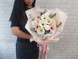 Cream Gerbera Ping Pong Hand Bouquet - BQ848