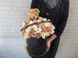 Cappuccino   Rose Bear Flower Box - BK180