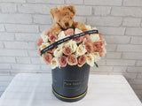 Cappuccino   Rose Bear Flower Box - BK180