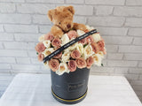 Cappuccino   Rose Bear Flower Box - BK180