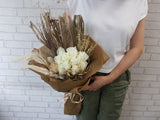 White Rose & Dried Flower Hand Bouquet - BQ843