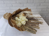 White Rose & Dried Flower Hand Bouquet - BQ843