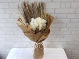 White Rose & Dried Flower Hand Bouquet - BQ843