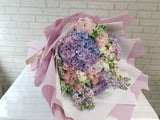 Lilac Hydrangeas & Pink Rose Hand Bouquet - BQ833