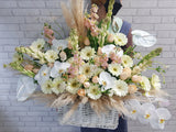 Opulent White Flower Basket - BK203