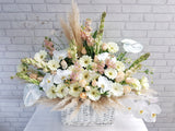 Opulent White Flower Basket - BK203